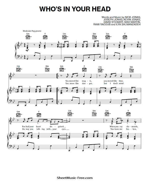 Who's In Your Head Sheet Music PDF Jonas Brothers Free Download Piano Sheet Music by Jonas Brothers. Who's In Your Head Piano Sheet Music Who's In Your Head Music Notes Who's In Your Head Music Score