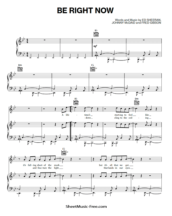 Be Right Now Sheet Music PDF Ed Sheeran Free Download Piano Sheet Music by Ed Sheeran. Be Right Now Piano Sheet Music Be Right Now Music Notes Be Right Now Music Score