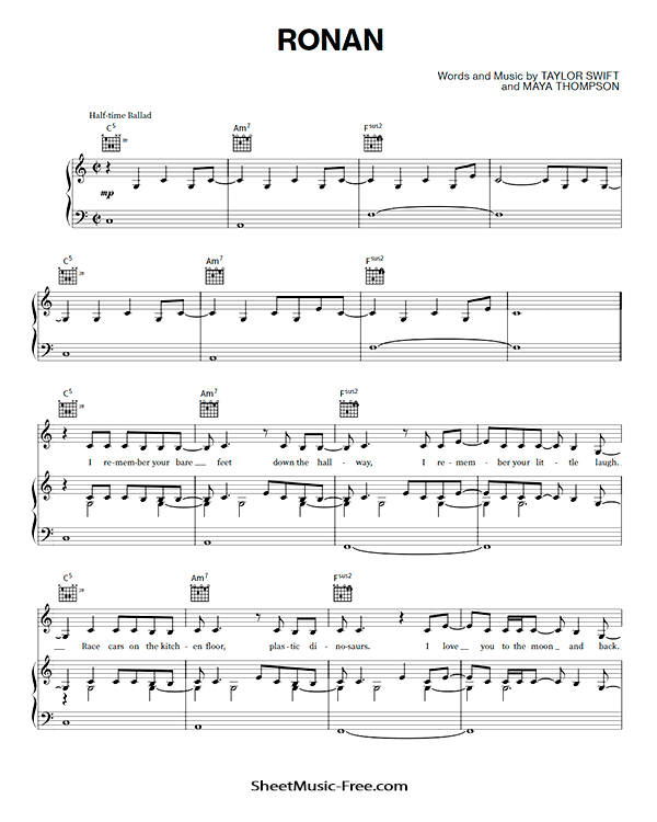Ronan Sheet Music PDF Taylor Swift Free Download Piano Sheet Music by Taylor Swift. Ronan Piano Sheet Music Ronan Music Notes Ronan Music Score
