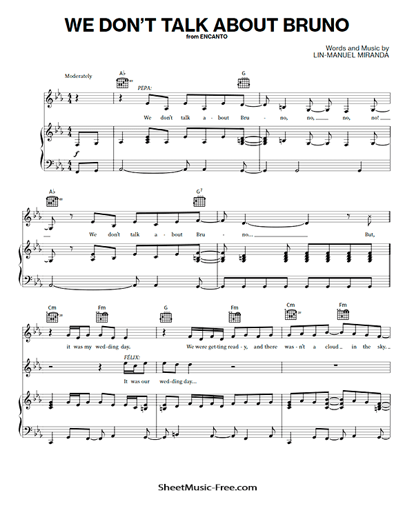 We Don't Talk About Bruno Sheet Music PDF from Encanto Free Download Piano Sheet Music by from Encanto. We Don't Talk About Bruno Piano Sheet Music We Don't Talk About Bruno Music Notes We Don't Talk About Bruno Music Score