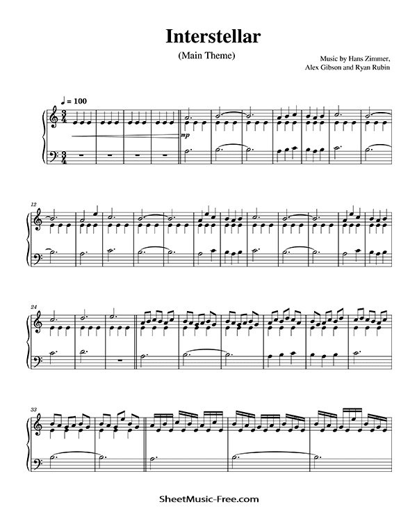 Interstellar Sheet Music PDF Hans Zimmer Free Download Piano Sheet Music by Hans Zimmer. Interstellar Piano Sheet Music Interstellar Music Notes Interstellar Music Score