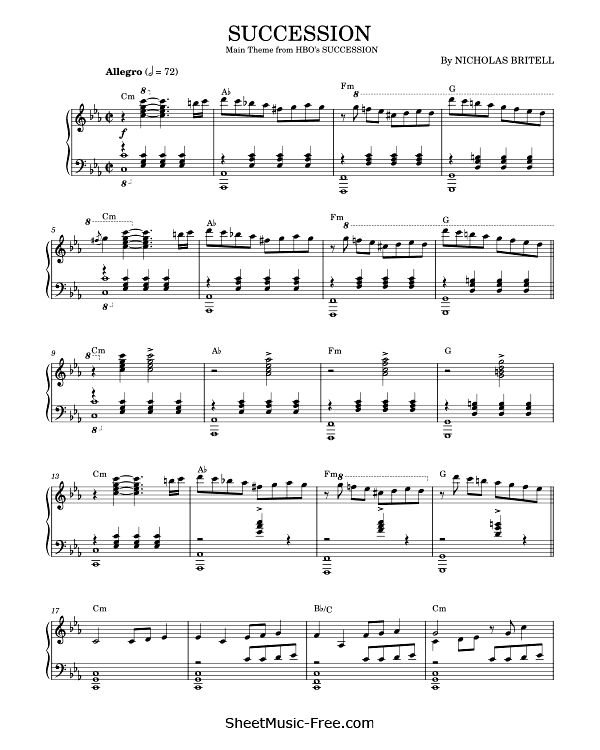 Succession Sheet Music PDF Nicholas Britell (from Succession) Free Download Piano Sheet Music by Nicholas Britell (from Succession). Succession Piano Sheet Music Succession Music Notes Succession Music Score