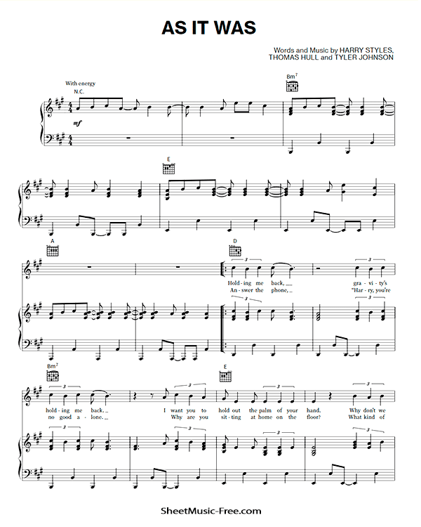 As It Was Sheet Music PDF Harry Styles Free Download Piano Sheet Music by Harry Styles. As It Was Piano Sheet Music As It Was Music Notes As It Was Music Score