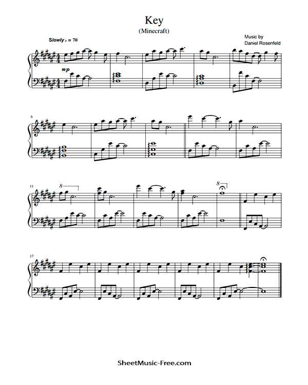 Key Sheet Music PDF Minecraft Free Download Piano Sheet Music by Minecraft. Key Piano Sheet Music Key Music Notes Key Music Score