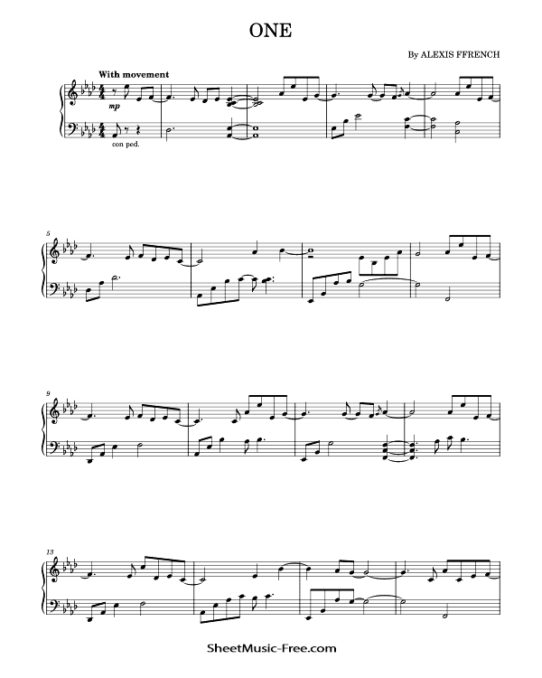 One Sheet Music PDF Alexis Ffrench Free Download Piano Sheet Music by Alexis Ffrench. One Piano Sheet Music One Music Notes One Music Score