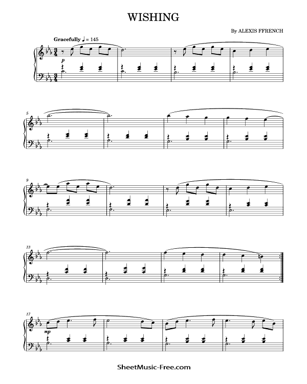 Wishing Sheet Music PDF Alexis Ffrench Free Download Piano Sheet Music by Alexis Ffrench. Wishing Piano Sheet Music Wishing Music Notes Wishing Music Score