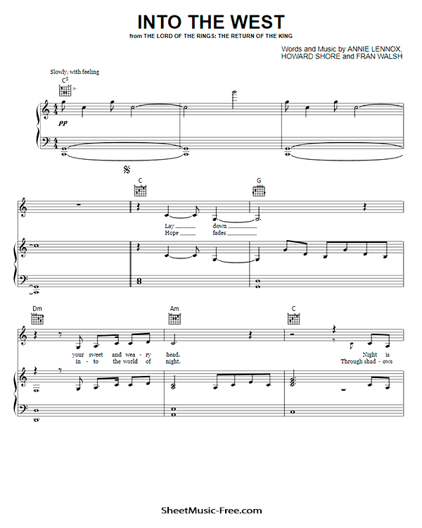 Into The West Sheet Music PDF Annie Lennox Free Download Piano Sheet Music by Annie Lennox. Into The West Piano Sheet Music Into The West Music Notes Into The West Music Score