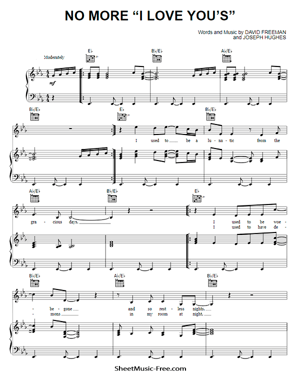 No More I Love You's Sheet Music PDF Annie Lennox Free Download Piano Sheet Music by Annie Lennox. No More I Love You's Piano Sheet Music No More I Love You's Music Notes No More I Love You's Music Score