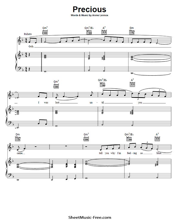 Precious Sheet Music PDF Annie Lennox Free Download Piano Sheet Music by Annie Lennox. Precious Piano Sheet Music Precious Music Notes Precious Music Score