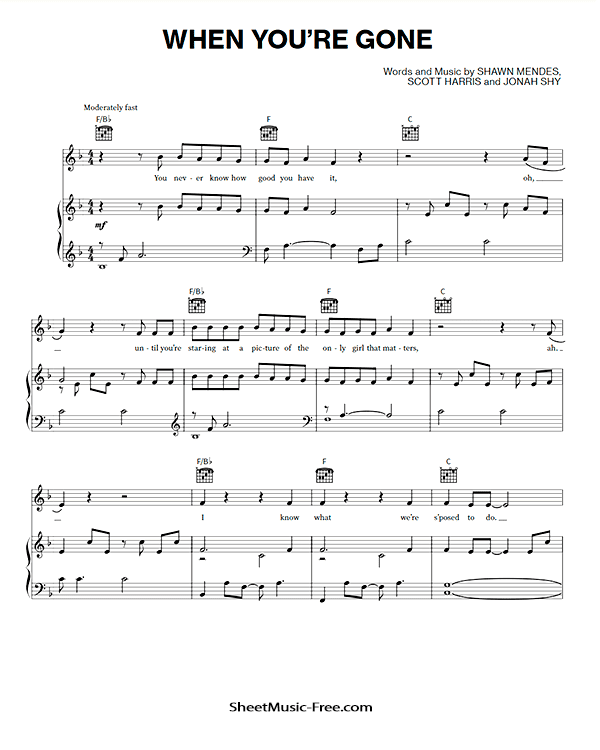 Download When You’re Gone Sheet Music PDF Shawn Mendes