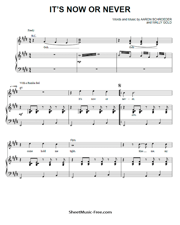 It's Now Or Never Sheet Music Elvis Presley PDF Free Download Piano Sheet Music by Elvis Presley. It's Now Or Never Piano Sheet Music It's Now Or Never Music Notes It's Now Or Never Music Score