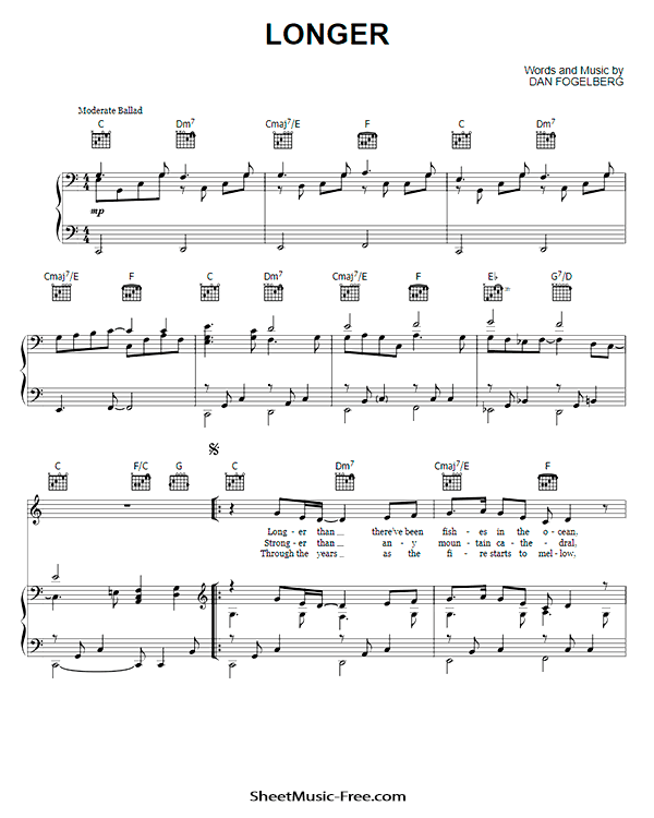 Longer Sheet Music Dan Fogelberg PDF Free Download Piano Sheet Music by Dan Fogelberg. Longer Piano Sheet Music Longer Music Notes Longer Music Score