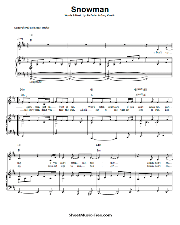 Snowman Sheet Music Sia PDF Free Download Piano Sheet Music by Sia. Snowman Piano Sheet Music Snowman Music Notes Snowman Music Score