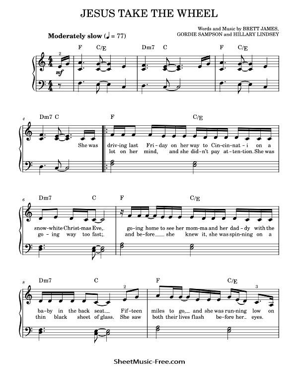 Jesus Take The Wheel Sheet Music PDF Carrie Underwood Free Download Easy Piano Sheet Music by Carrie Underwood. Jesus Take The Wheel Easy Piano Sheet Music Jesus Take The Wheel Music Notes Jesus Take The Wheel Music Score