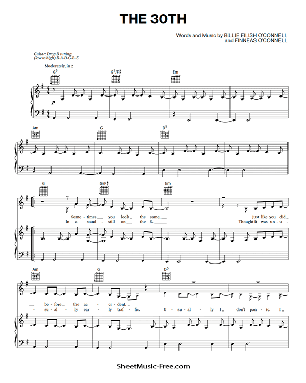 Download The 30th Sheet Music PDF Billie Eilish