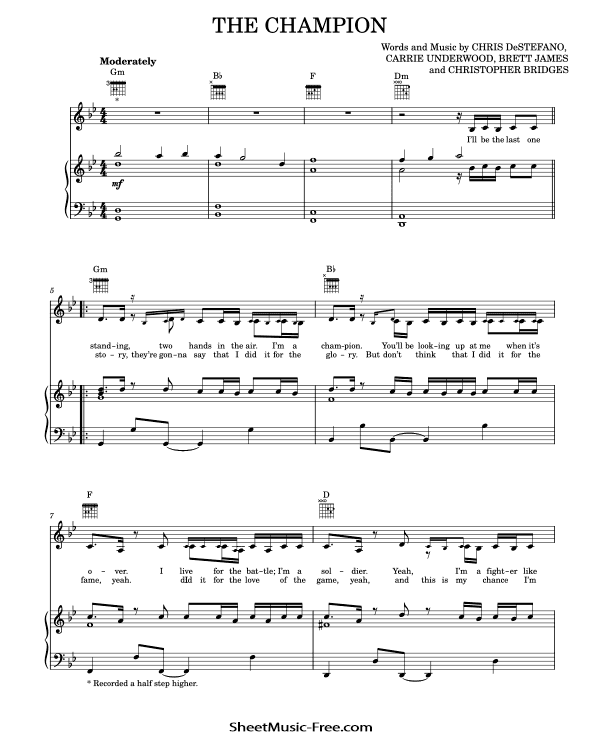 The Champion Sheet Music Carrie Underwood PDF Free Download Piano Sheet Music by Carrie Underwood. The Champion Piano Sheet Music The Champion Music Notes The Champion Music Score