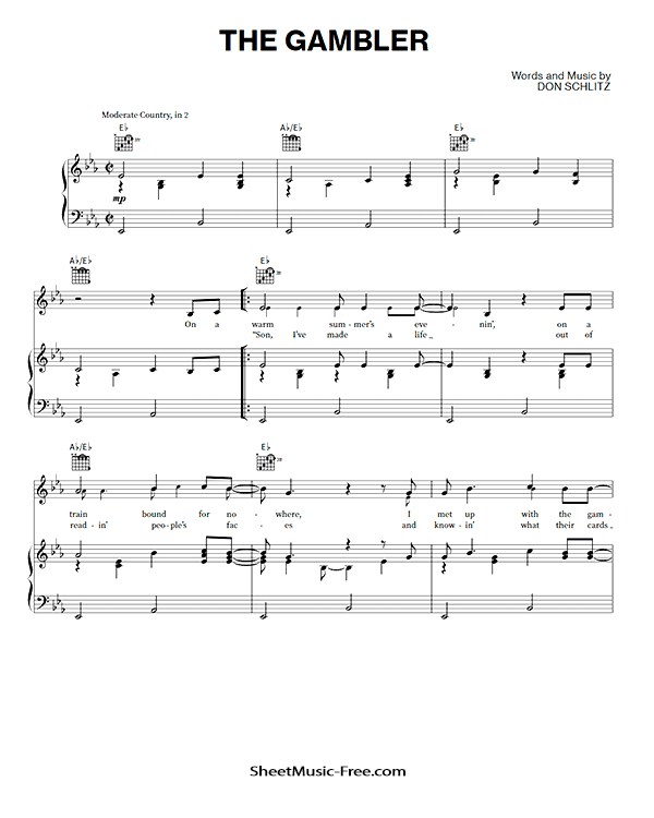 The Gambler Sheet Music Kenny Rogers PDF Free Download Piano Sheet Music by Kenny Rogers. The Gambler Piano Sheet Music The Gambler Music Notes The Gambler Music Score