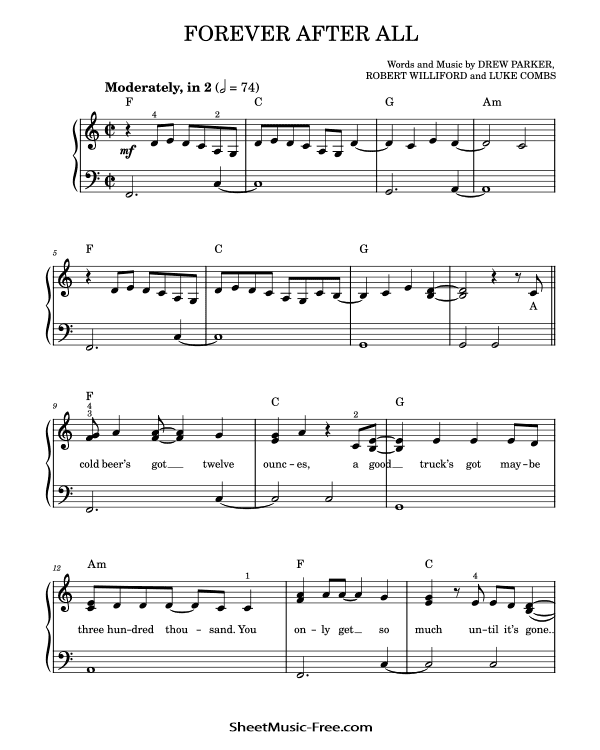 Forever After All Sheet Music PDF Luke Combs Free Download Easy Piano Sheet Music by Luke Combs. Forever After All Easy Piano Sheet Music Forever After All Music Notes Forever After All Music Score