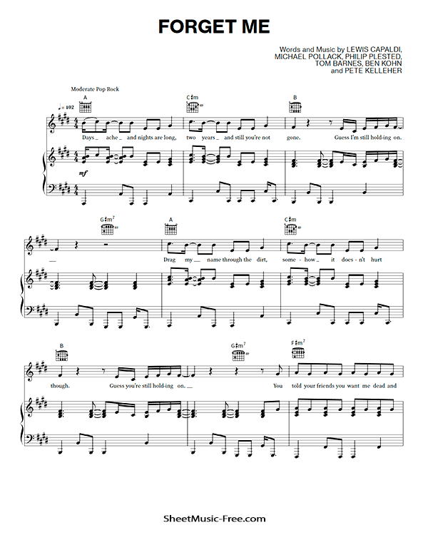 Forget Me Sheet Music Lewis Capaldi PDF Free Download Piano Sheet Music by Lewis Capaldi. Forget Me Piano Sheet Music Forget Me Music Notes Forget Me Music Score
