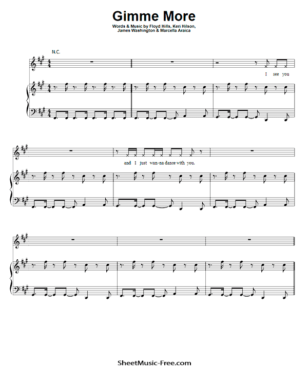 Gimme More Sheet Music Britney Spears PDF Free Download Piano Sheet Music by Britney Spears. Gimme More Piano Sheet Music Gimme More Music Notes Gimme More Music Score