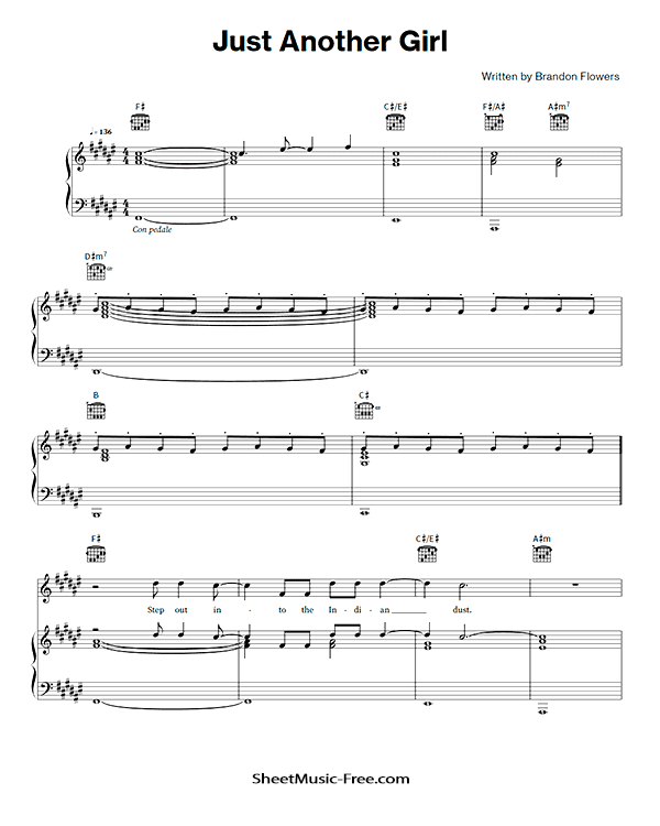 Just Another Girl Sheet Music The Killers PDF Free Download Piano Sheet Music by The Killers. Just Another Girl Piano Sheet Music Just Another Girl Music Notes Just Another Girl Music Score