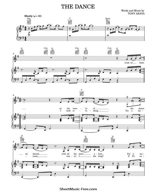 The Dance Sheet Music Garth Brooks PDF Free Download Piano Sheet Music by Garth Brooks. The Dance Piano Sheet Music The Dance Music Notes The Dance Music Score