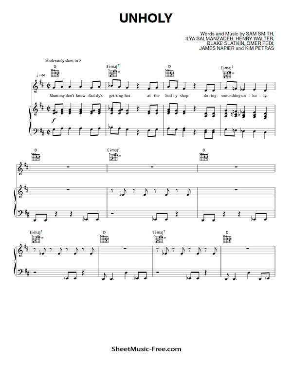 Unholy Sheet Music Sam Smith, Kim Petras PDF Free Download Piano Sheet Music by Sam Smith, Kim Petras. Unholy Piano Sheet Music Unholy Music Notes Unholy Music Score