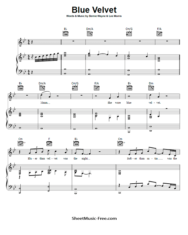 Blue Velvet Sheet Music Lana Del Rey PDF Free Download Piano Sheet Music by Lana Del Rey. Blue Velvet Piano Sheet Music Blue Velvet Music Notes Blue Velvet Music Score