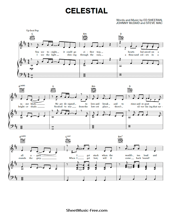 Celestial Sheet Music Ed Sheeran PDF Free Download Piano Sheet Music by Ed Sheeran. Celestial Piano Sheet Music Celestial Music Notes Celestial Music Score