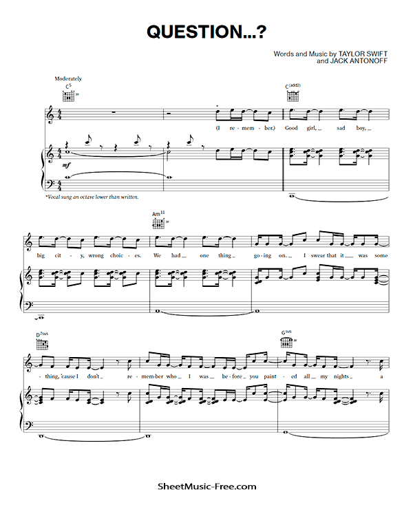 Question Sheet Music Taylor Swift PDF Free Download Piano Sheet Music by Taylor Swift. Question Piano Sheet Music Question Music Notes Question Music Score