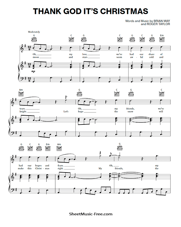 Thank God It's Christmas Sheet Music Queen PDF Free Download Piano Sheet Music by Queen. Thank God It's Christmas Piano Sheet Music Thank God It's Christmas Music Notes Thank God It's Christmas Music Score