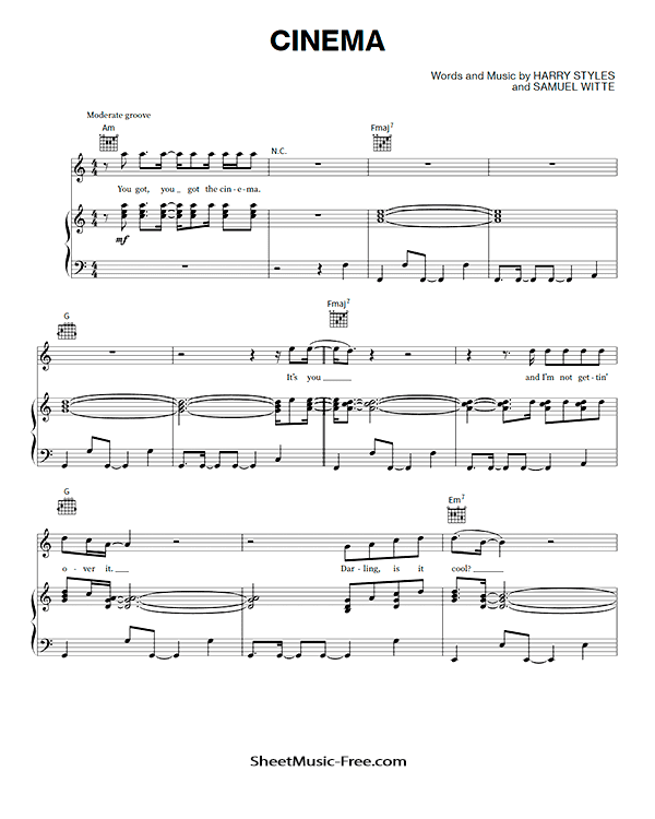 Cinema Sheet Music Harry Styles PDF Free Download Piano Sheet Music by Harry Styles. Cinema Piano Sheet Music Cinema Music Notes Cinema Music Score