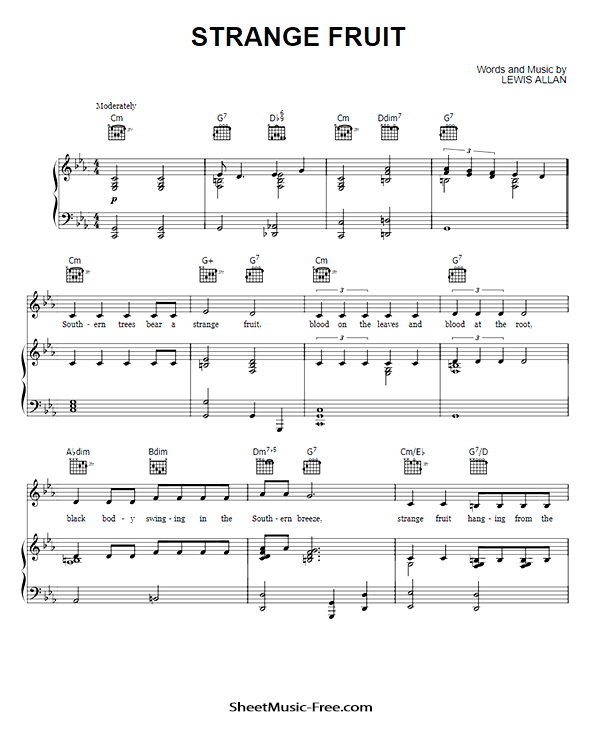Strange Fruit Sheet Music Billie Holiday PDF Free Download Piano Sheet Music by Billie Holiday. Strange Fruit Piano Sheet Music Strange Fruit Music Notes Strange Fruit Music Score