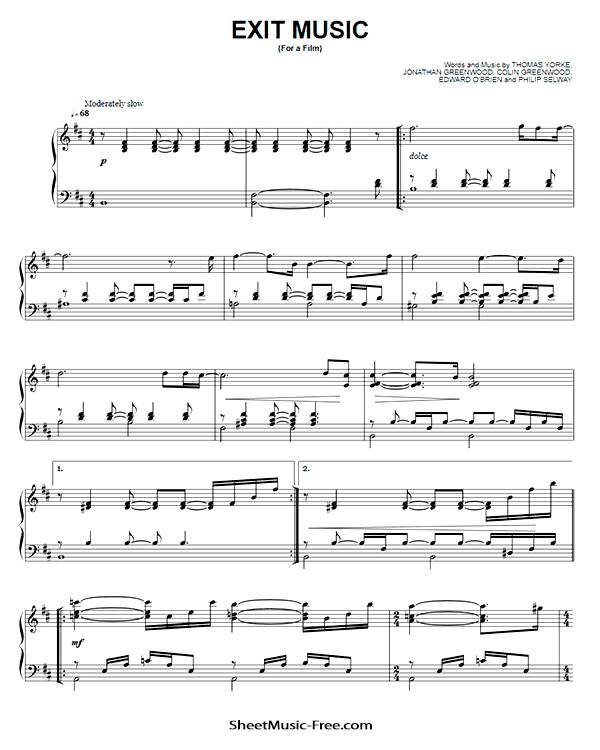 Download Exit Music (For A Film) Sheet Music PDF Radiohead