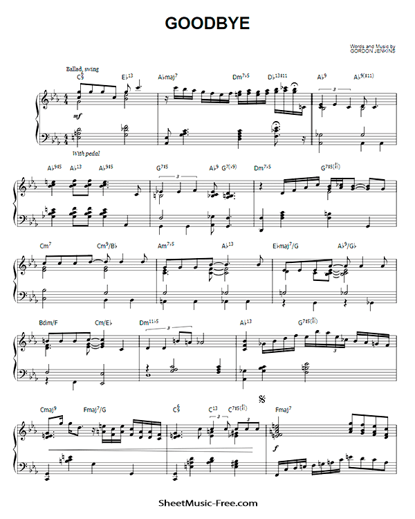 Goodbye Sheet Music Bill Evans PDF Free Download Piano Sheet Music by Bill Evans. Goodbye Piano Sheet Music Goodbye Music Notes Goodbye Music Score