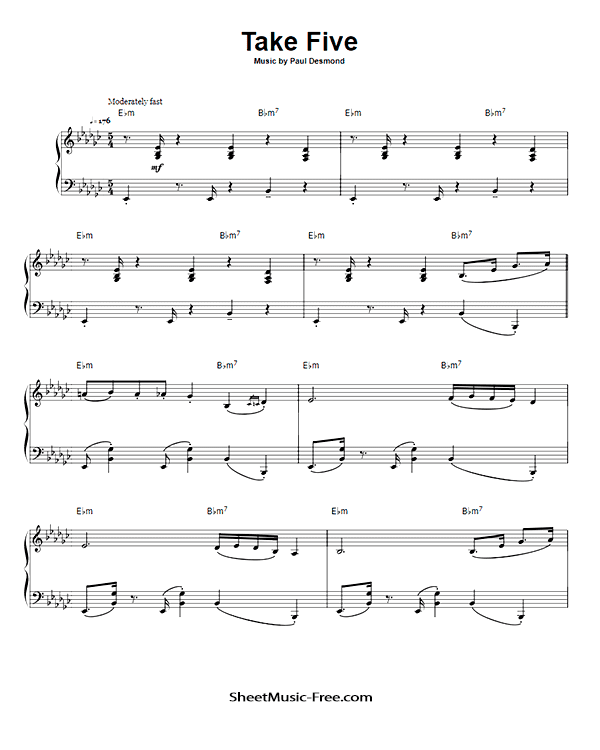 Take Five Sheet Music Dave Brubeck PDF Free Download Piano Sheet Music by Dave Brubeck. Take Five Piano Sheet Music Take Five Music Notes Take Five Music Score