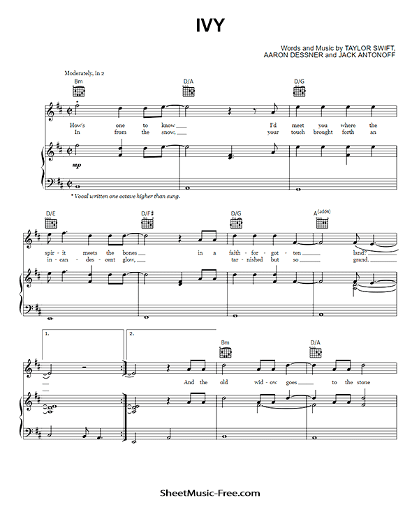 Ivy Sheet Music Taylor Swift PDF Free Download Piano Sheet Music by Taylor Swift. Ivy Piano Sheet Music Ivy Music Notes Ivy Music Score