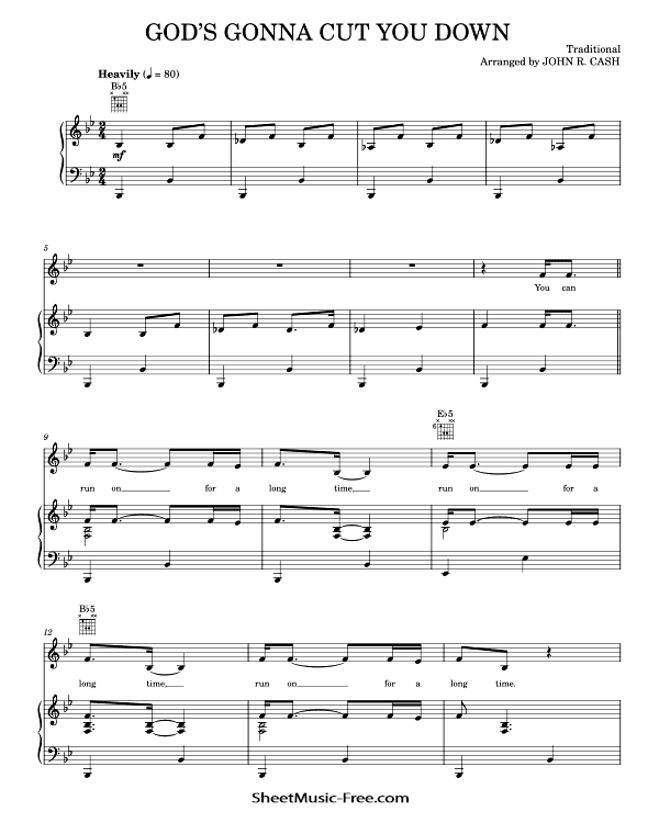 God's Gonna Cut You Down Sheet Music Johnny Cash PDF Free Download Piano Sheet Music by Johnny Cash. God's Gonna Cut You Down Piano Sheet Music God's Gonna Cut You Down Music Notes God's Gonna Cut You Down Music Score