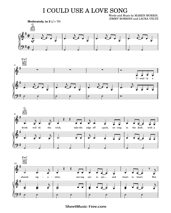 I Could Use a Love Song Sheet Music Maren Morris PDF Free Download Piano Sheet Music by Maren Morris. I Could Use a Love Song Piano Sheet Music I Could Use a Love Song Music Notes I Could Use a Love Song Music Score