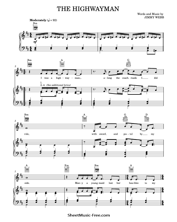 The Highwayman Sheet Music Johnny Cash PDF Free Download Piano Sheet Music by Johnny Cash. The Highwayman Piano Sheet Music The Highwayman Music Notes The Highwayman Music Score
