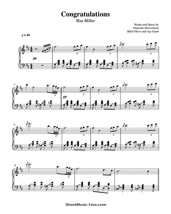 Congratulations Sheet Music Mac Miller PDF Free Download Piano Sheet Music by Mac Miller. Congratulations Piano Sheet Music Congratulations Music Notes Congratulations Music Score