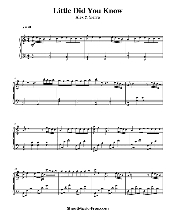 Little Do You Know Sheet Music Alex and Sierra PDF Free Download Piano Sheet Music by Alex and Sierra. Little Do You Know Piano Sheet Music Little Do You Know Music Notes Little Do You Know Music Score