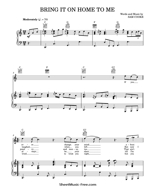 Bring It On Home to Me Sheet Music Sam Cooke PDF Free Download Piano Sheet Music by Sam Cooke. Bring It On Home to Me Piano Sheet Music Bring It On Home to Me Music Notes Bring It On Home to Me Music Score