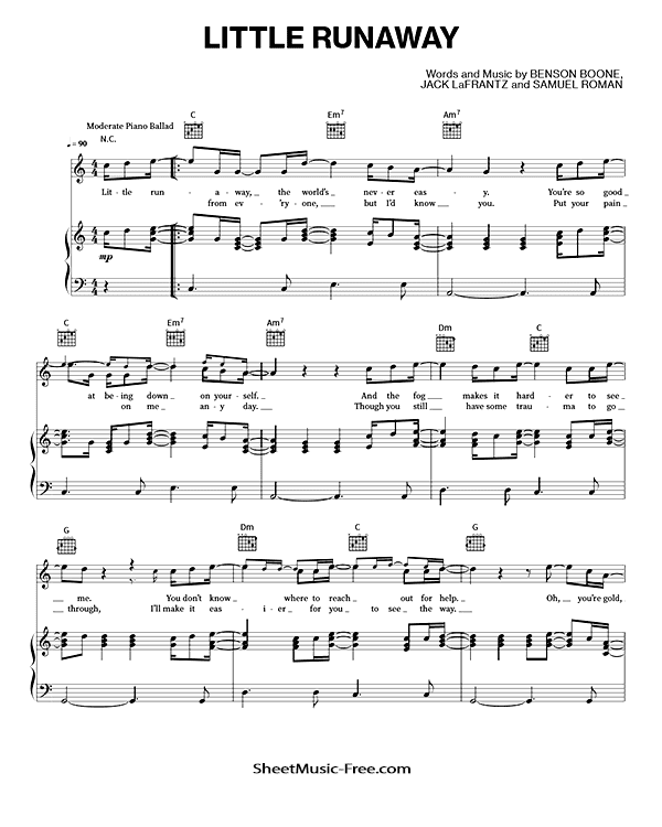 Little Runaway Sheet Music Benson Boone PDF Free Download Piano Sheet Music by Benson Boone. Little Runaway Piano Sheet Music Little Runaway Music Notes Little Runaway Music Score