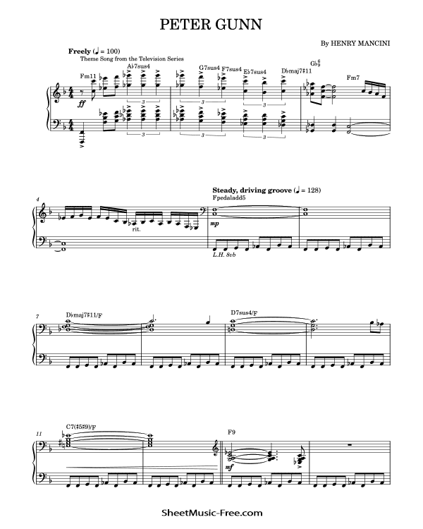 Peter Gunn Sheet Music Henry Mancini PDF Free Download Piano Sheet Music by Henry Mancini. Peter Gunn Piano Sheet Music Peter Gunn Music Notes Peter Gunn Music Score