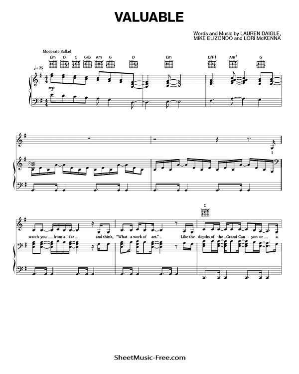 Valuable Sheet Music Lauren Daigle PDF Free Download Piano Sheet Music by Lauren Daigle. Valuable Piano Sheet Music Valuable Music Notes Valuable Music Score