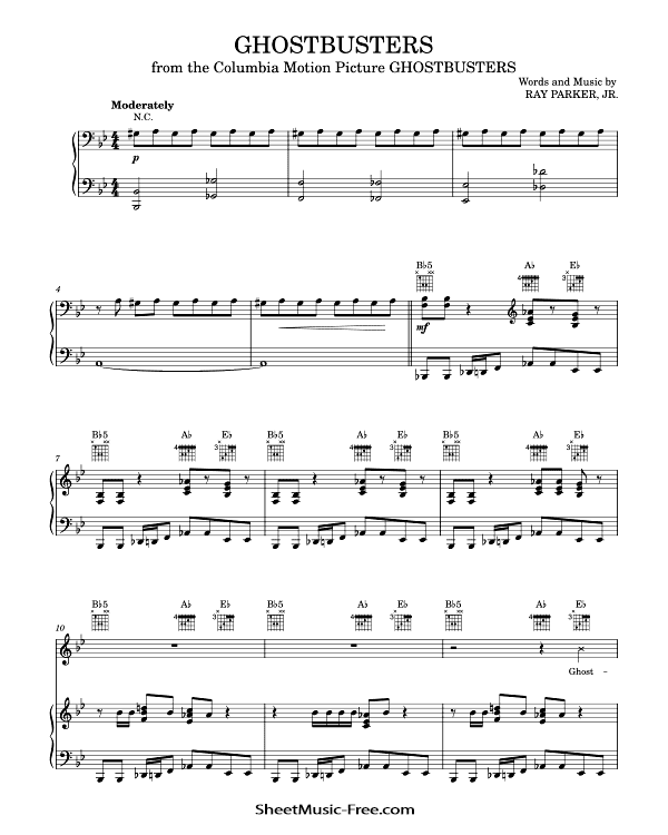 Ghostbusters Sheet Music Ray Parker Jr PDF Free Download Piano Sheet Music by Ray Parker Jr. Ghostbusters Piano Sheet Music Ghostbusters Music Notes Ghostbusters Music Score