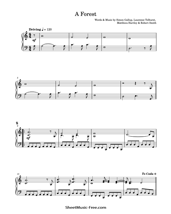 A Forest Sheet Music The Cure PDF Free Download Piano Sheet Music by The Cure. A Forest Piano Sheet Music A Forest Music Notes A Forest Music Score