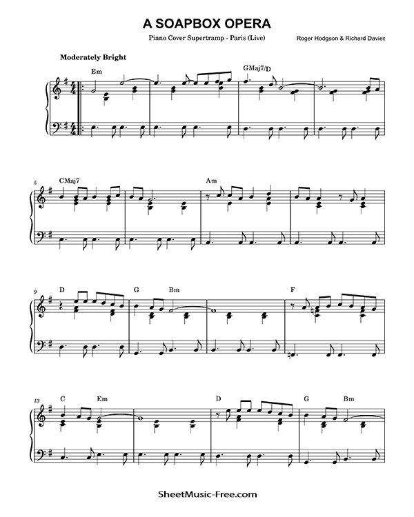 A Soapbox Opera Sheet Music Supertramp PDF Free Download Piano Sheet Music by Supertramp. A Soapbox Opera Piano Sheet Music A Soapbox Opera Music Notes A Soapbox Opera Music Score