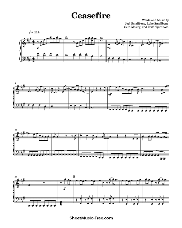 Ceasefire Sheet Music For King and Country PDF Free Download Piano Sheet Music by For King and Country. Ceasefire Piano Sheet Music Ceasefire Music Notes Ceasefire Music Score